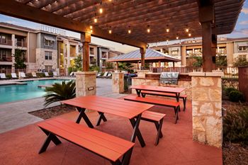 Poolside picnic and grilling area